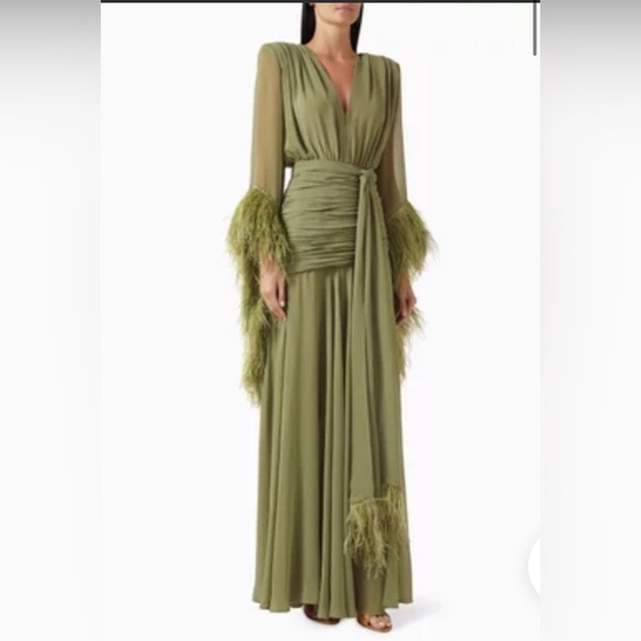 BRONX AND BANCO
Geisha Feather-cuff Gown in Chiffon - Picture 2 of 12